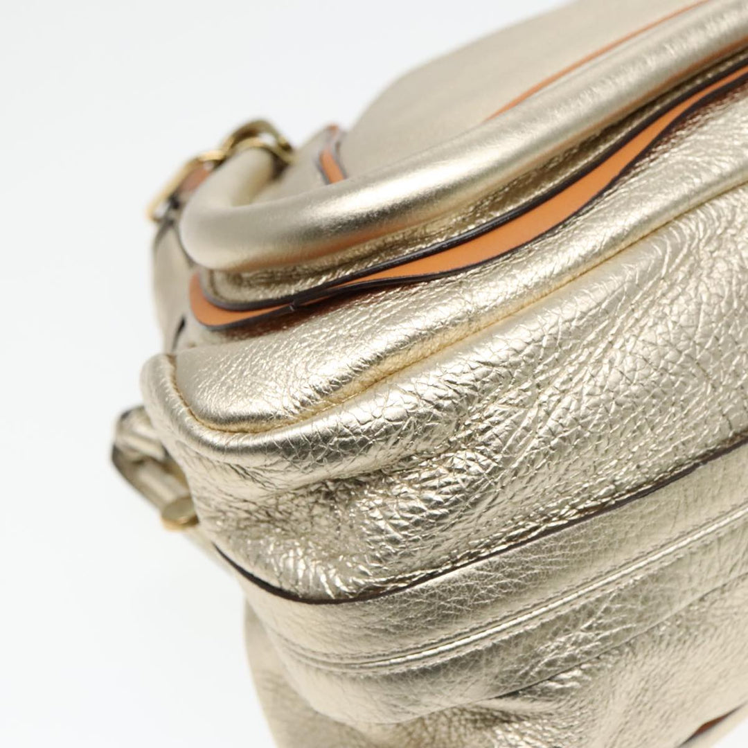 Chloe Paraty Shoulder Bag Leather Gold Brown 94898