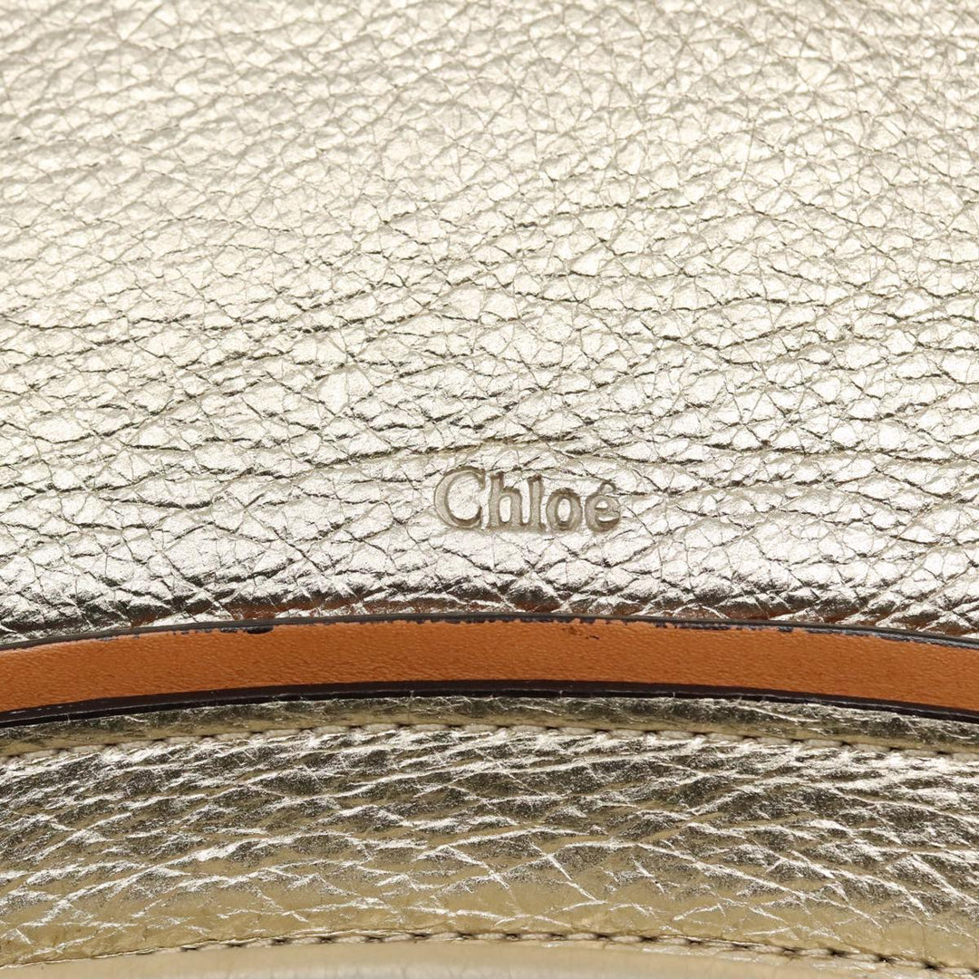 Chloe Paraty Shoulder Bag Leather Gold Brown 94898