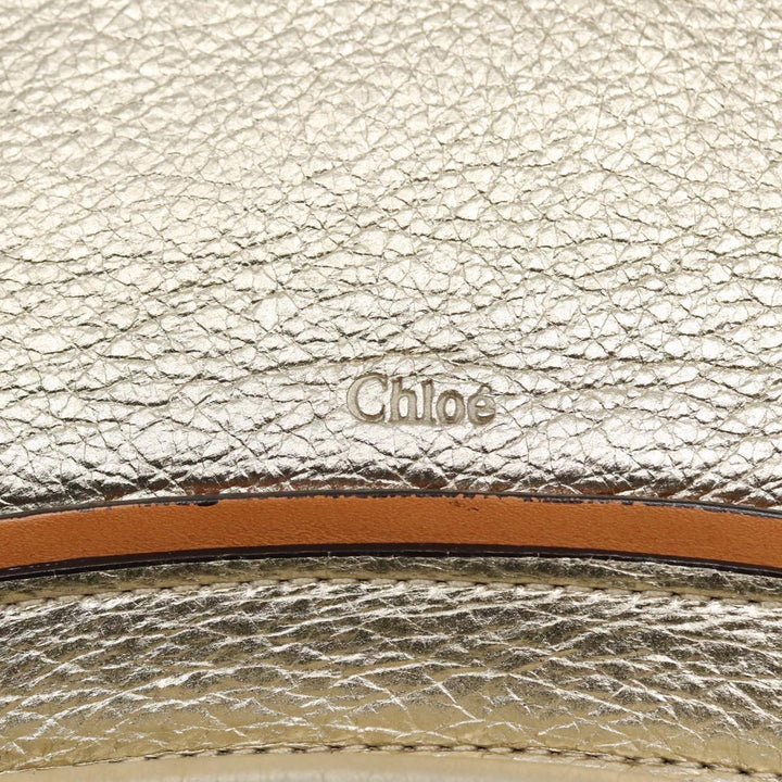 Chloe Paraty Shoulder Bag Leather Gold Brown 94898