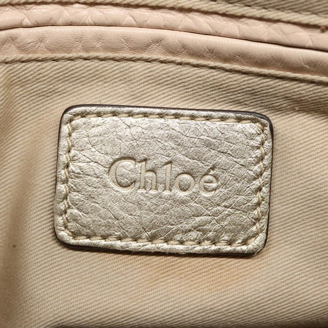 Chloe Paraty Shoulder Bag Leather Gold Brown 94898