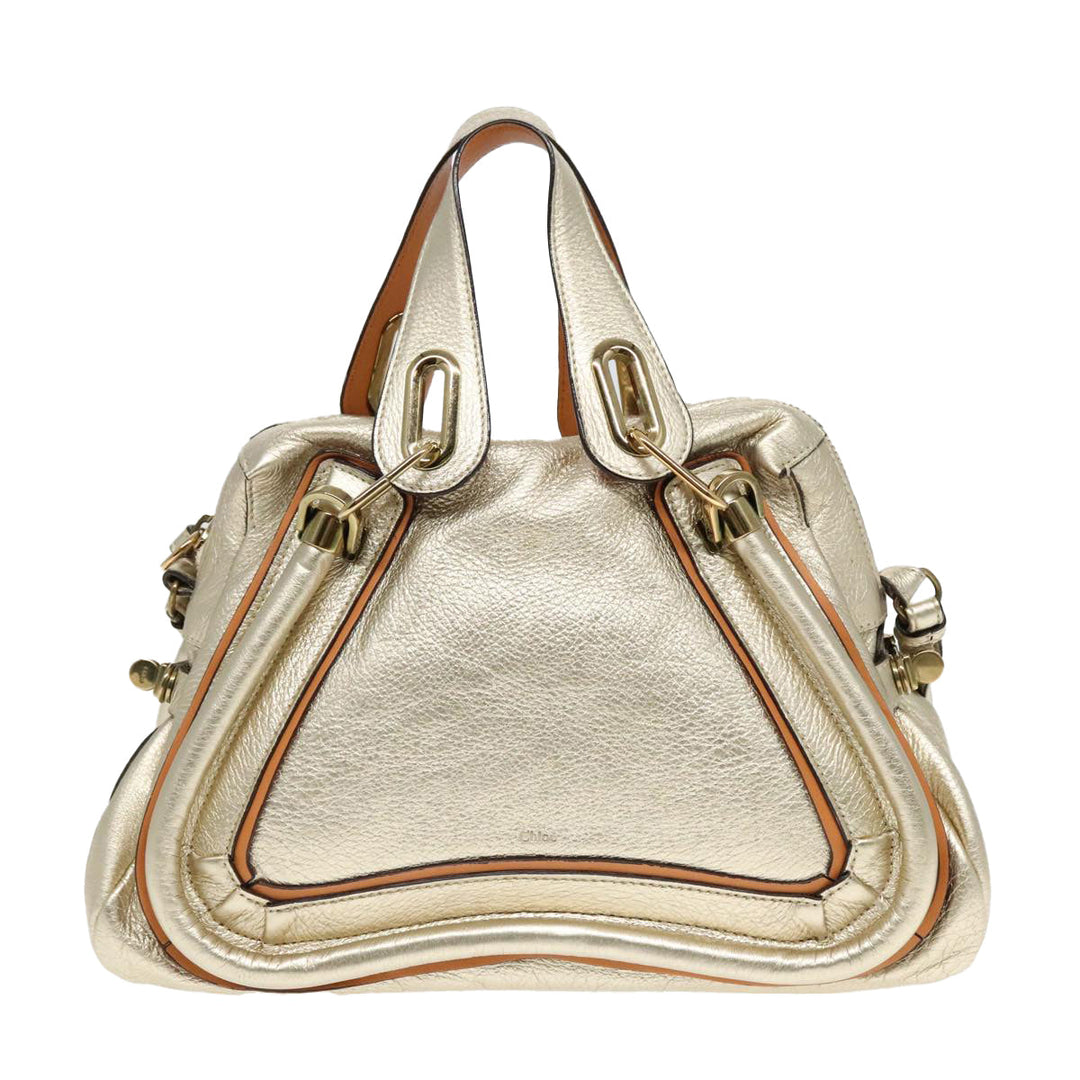 Chloe Paraty Shoulder Bag Leather Gold Brown 94898