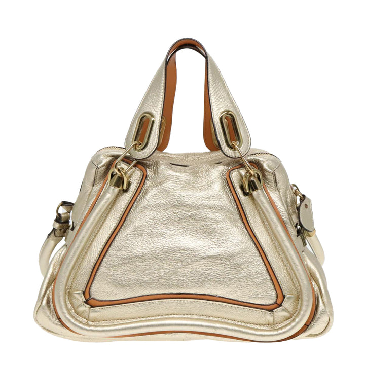 Chloe Paraty Shoulder Bag Leather Gold Brown 94898