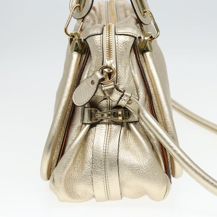 Chloe Paraty Shoulder Bag Leather Gold Brown 94898