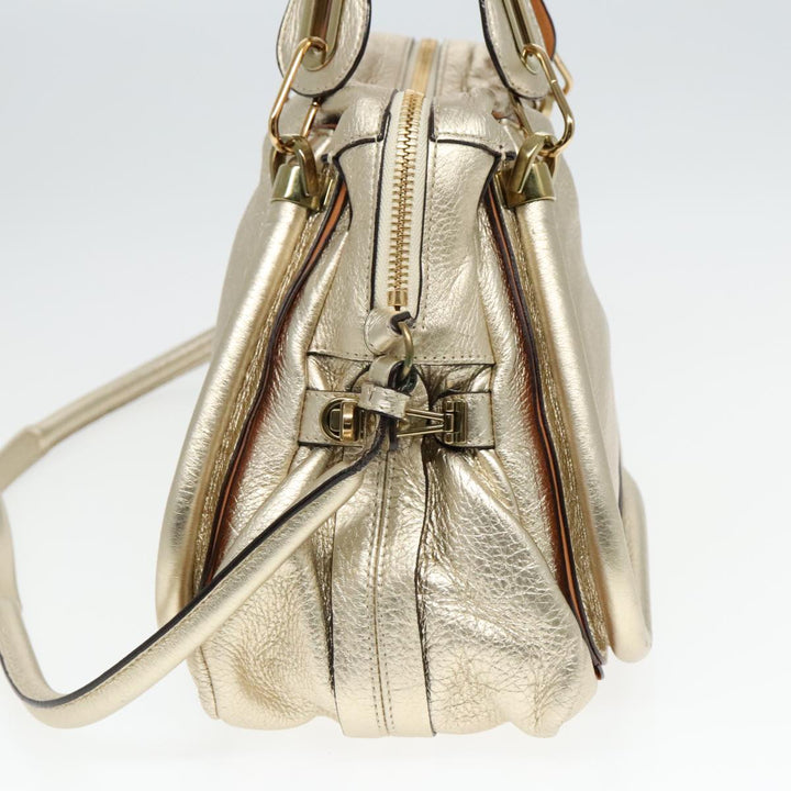 Chloe Paraty Shoulder Bag Leather Gold Brown 94898