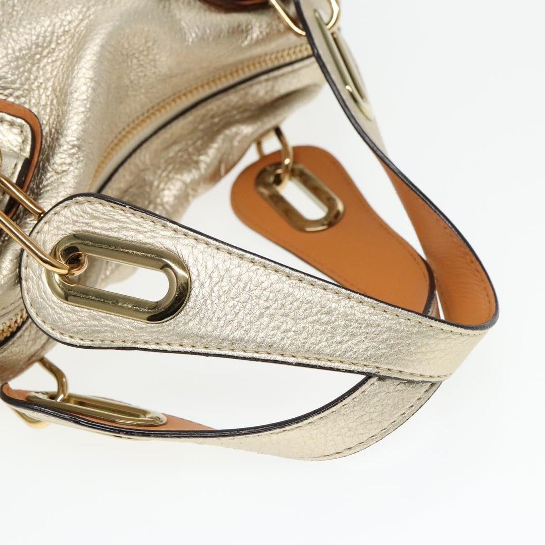 Chloe Paraty Shoulder Bag Leather Gold Brown 94898