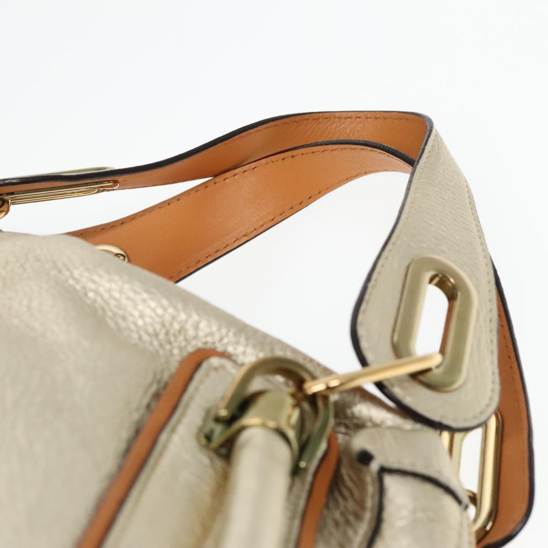 Chloe Paraty Shoulder Bag Leather Gold Brown 94898
