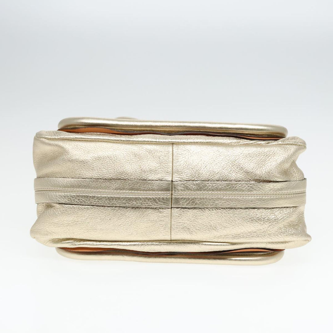 Chloe Paraty Shoulder Bag Leather Gold Brown 94898