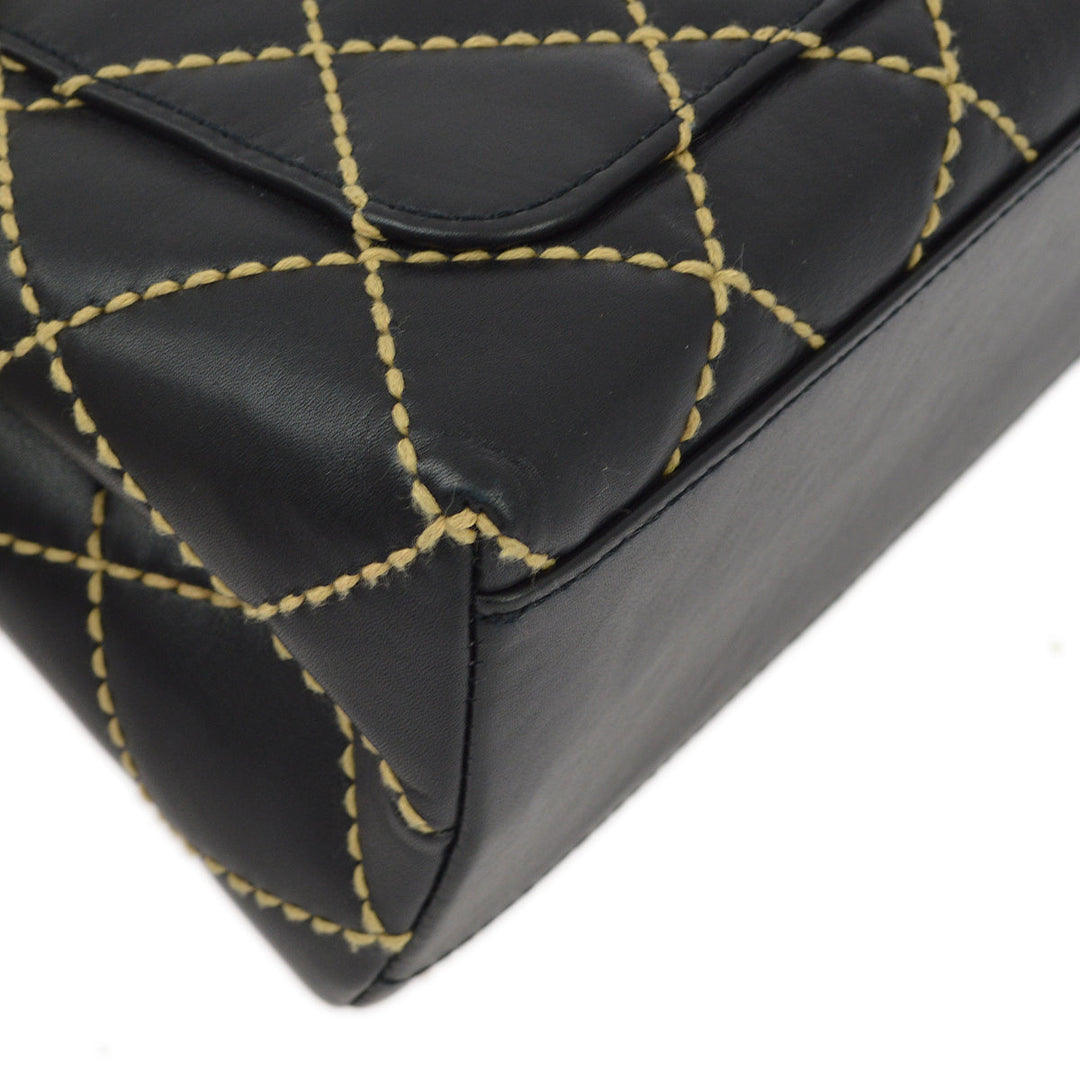 Top Quality Chanel Black Calfskin Wild Stitch Handbag