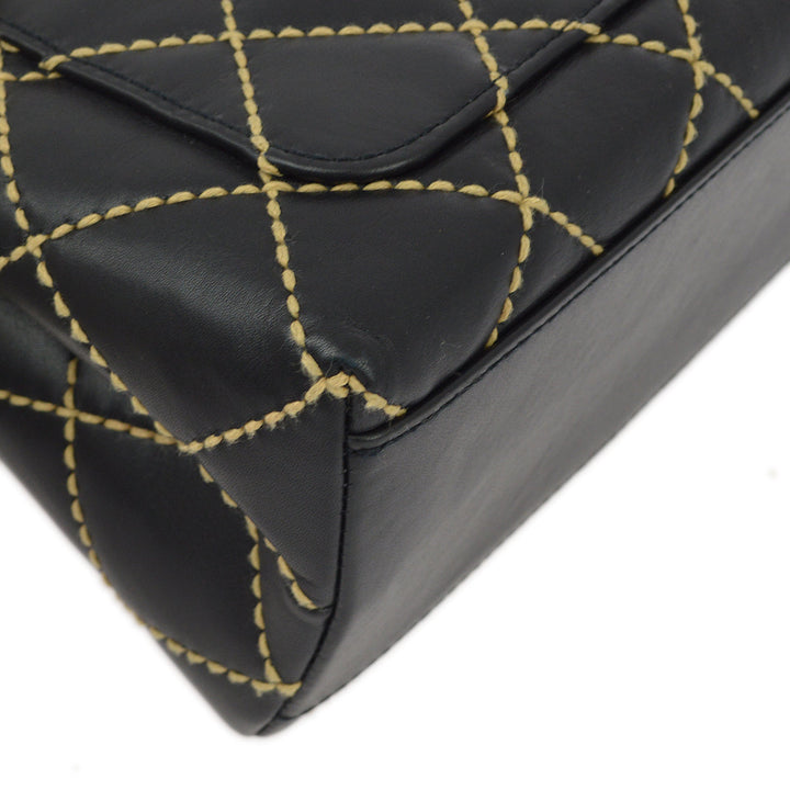 Top Quality Chanel Black Calfskin Wild Stitch Handbag