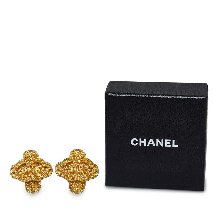 Top Quality Chanel Vintage Cocomark Cross Earring Gold  Ladies Chanel