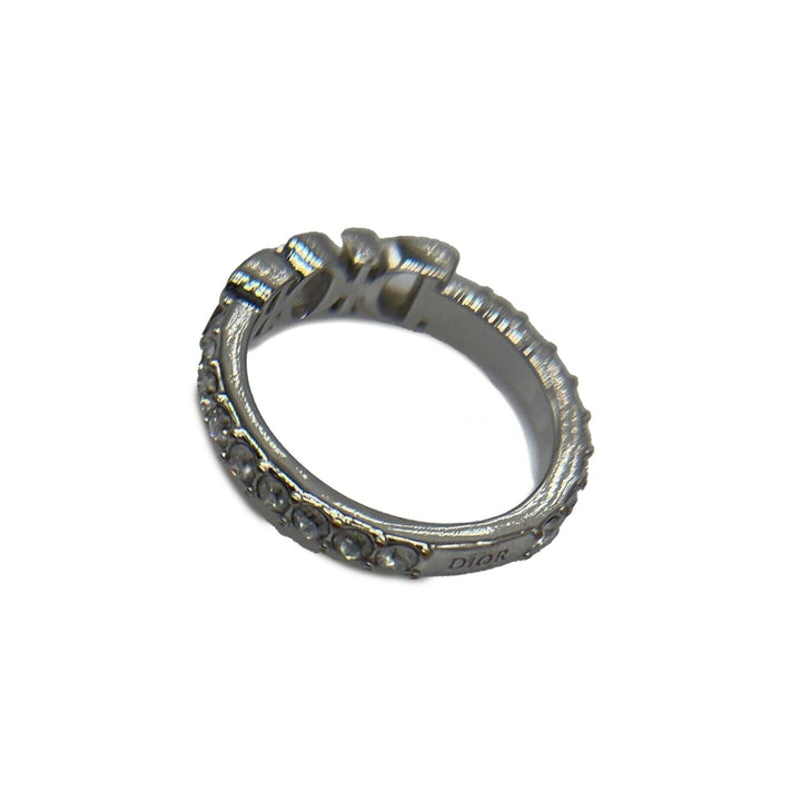 Top quality Dior Dio[r]evolution Silver Finish Metal White Crystal Ring Size M 6