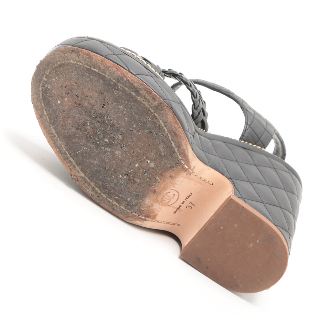 Top Quality Chanel Coco Matrasse Leather Sandal 37  Black G30758