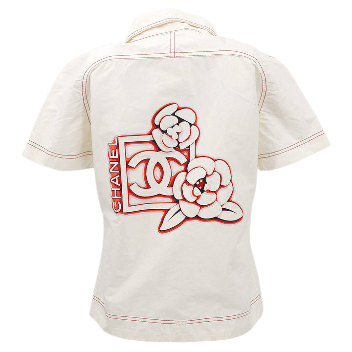 Top Quality Chanel 05S #38 Sport Line Short Sleeve Zip Shirt Tops White