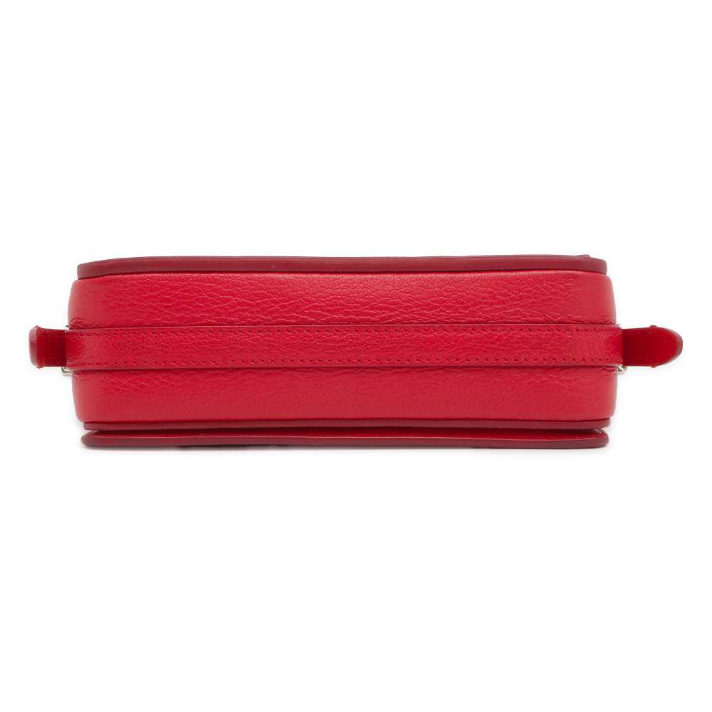 BURBERRY Logo Flap Shoulder Bag Red Leather