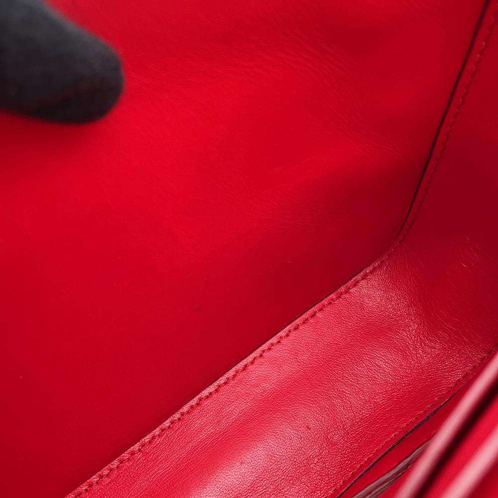 BURBERRY Logo Flap Shoulder Bag Red Leather