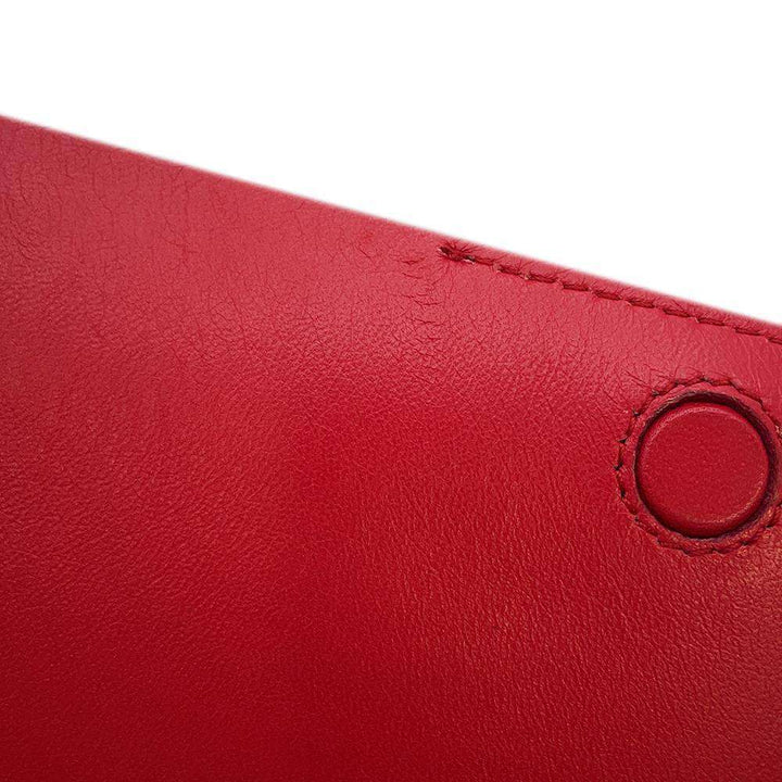 BURBERRY Logo Flap Shoulder Bag Red Leather