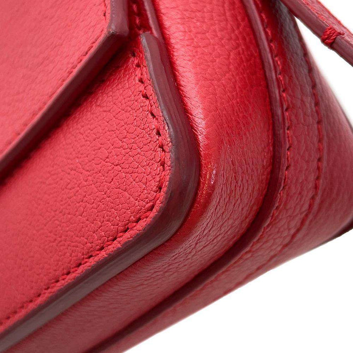 BURBERRY Logo Flap Shoulder Bag Red Leather