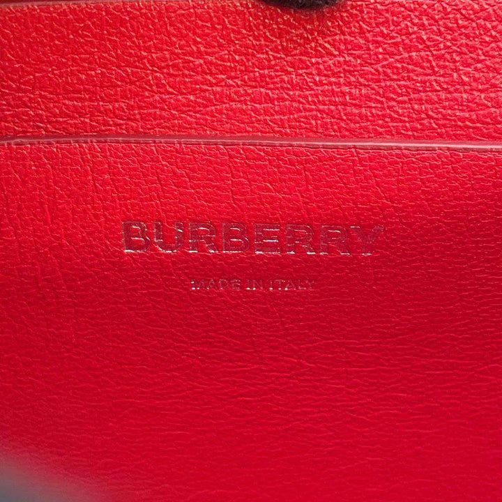 BURBERRY Logo Flap Shoulder Bag Red Leather