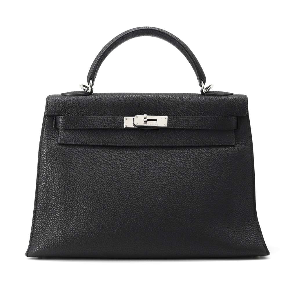 HERMES Kelly Sellier Black Togo Leather Size 32