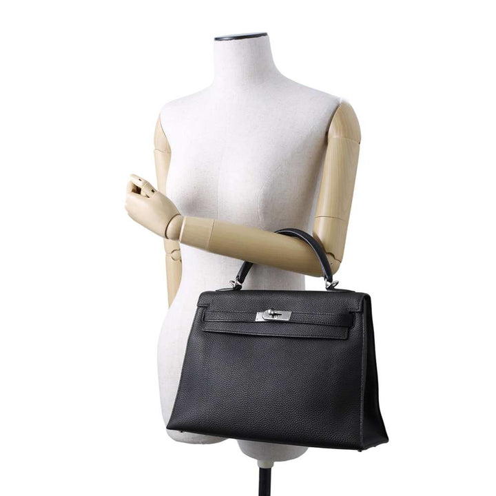 HERMES Kelly Sellier Black Togo Leather Size 32