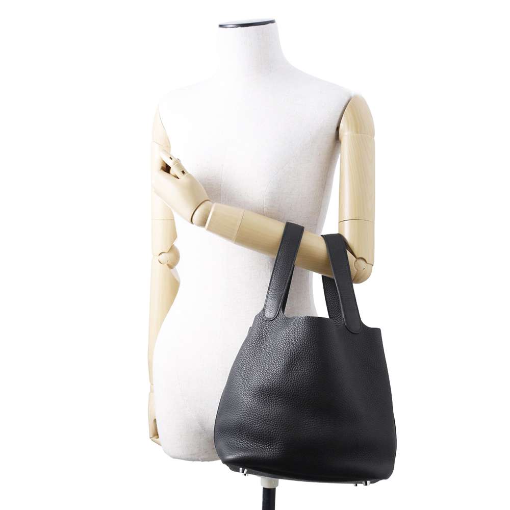 HERMES Picotin Lock Black Taurillon Clemence Size MM