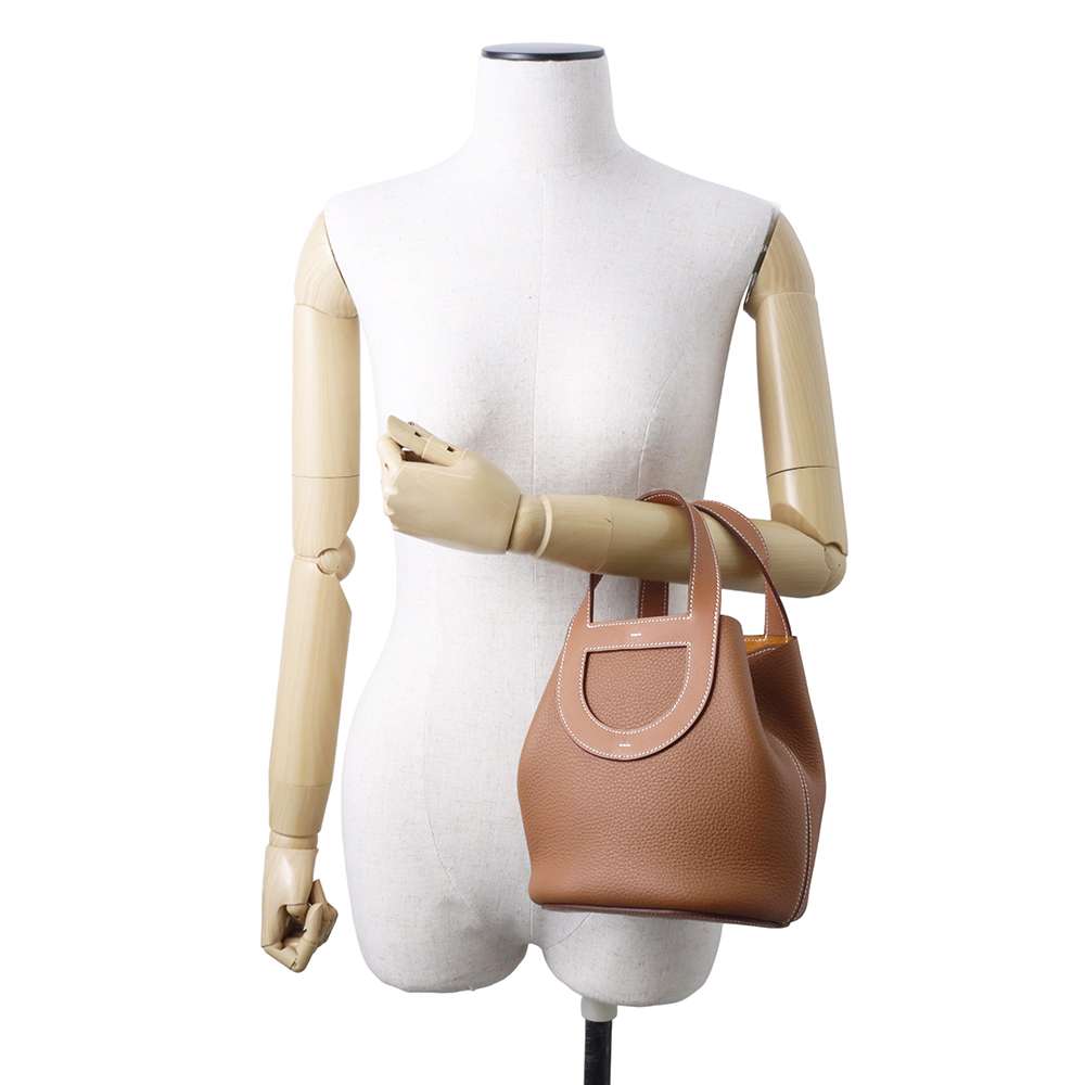 HERMES in-the-loop Tote Bag Gold Taurillon Clemence Size 18