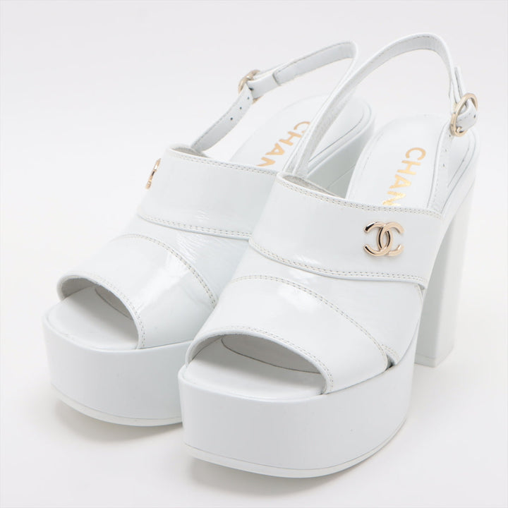 Top Quality Chanel Coco 23AW Patent Leather Sandal 35C  White G45016 Crample