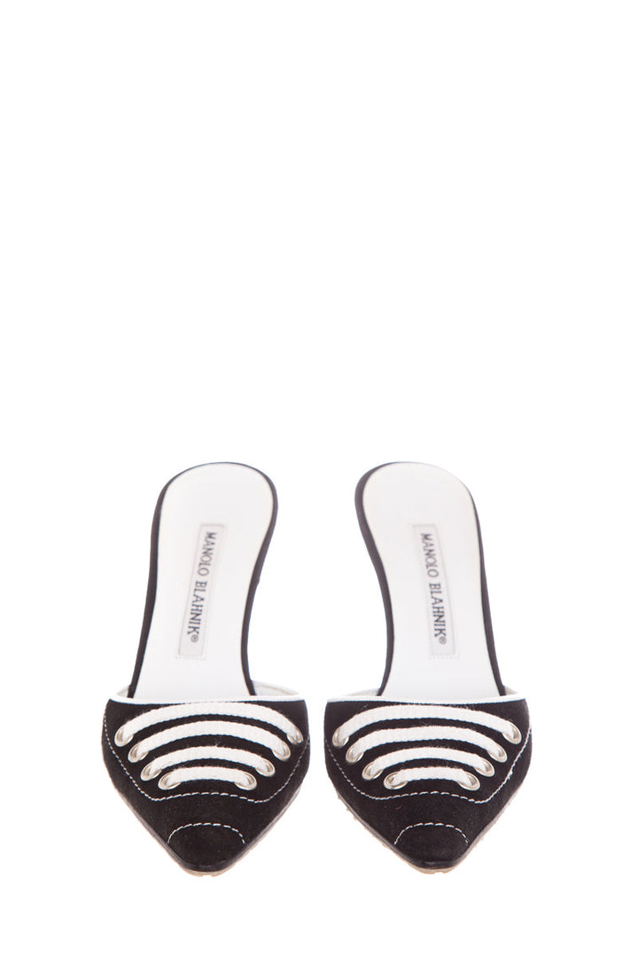 Manolo Blahnik Black & White Mules SZ 35.5