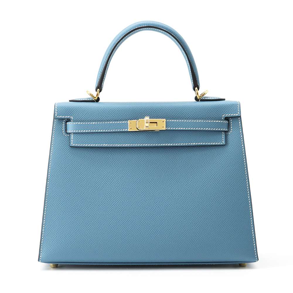HERMES Kelly Sellier New Blue Jean Epsom Size 25