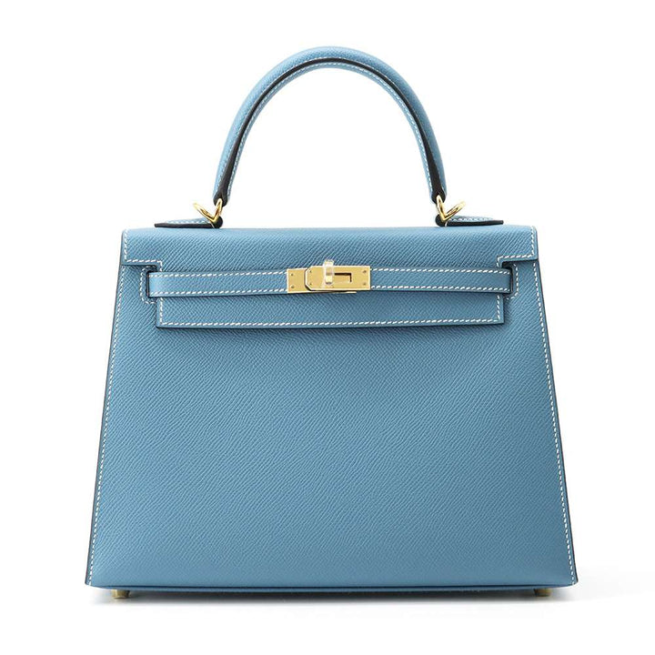 HERMES Kelly Sellier New Blue Jean Epsom Size 25