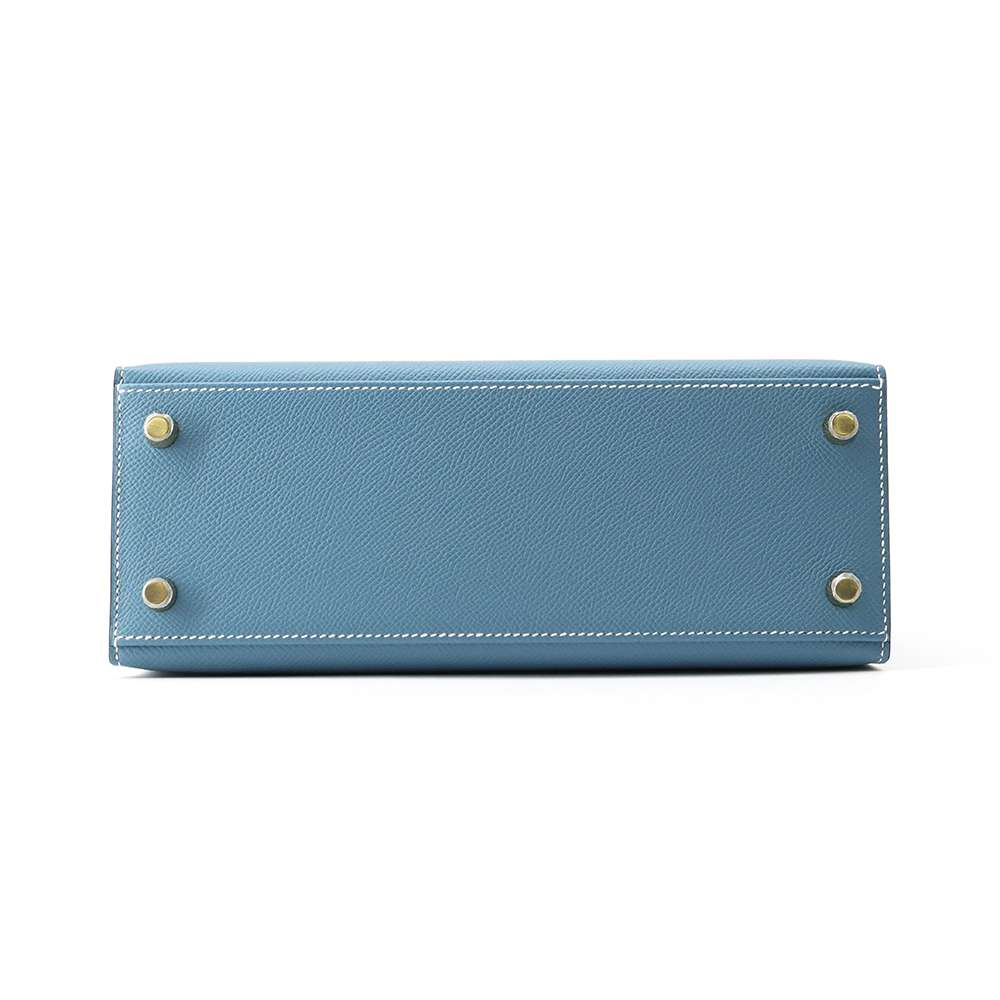 HERMES Kelly Sellier New Blue Jean Epsom Size 25
