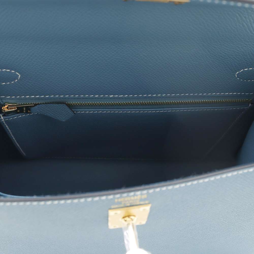 HERMES Kelly Sellier New Blue Jean Epsom Size 25