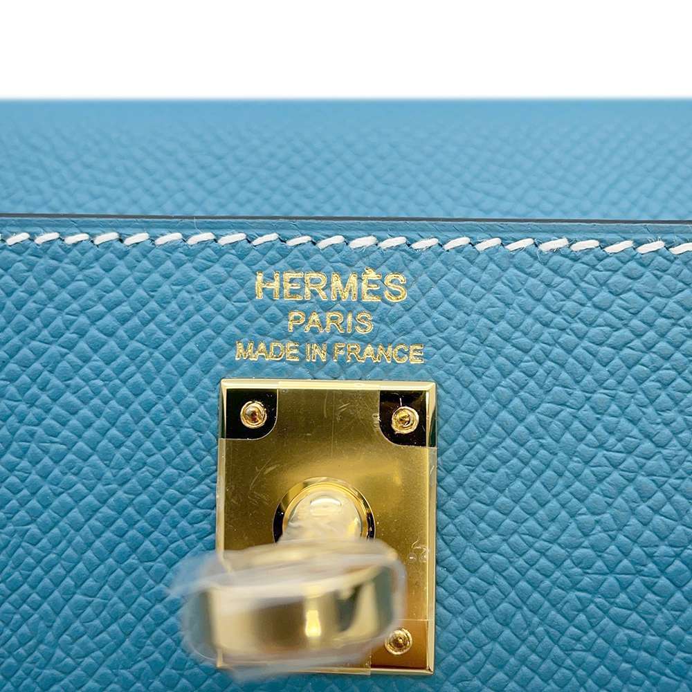 HERMES Kelly Sellier New Blue Jean Epsom Size 25
