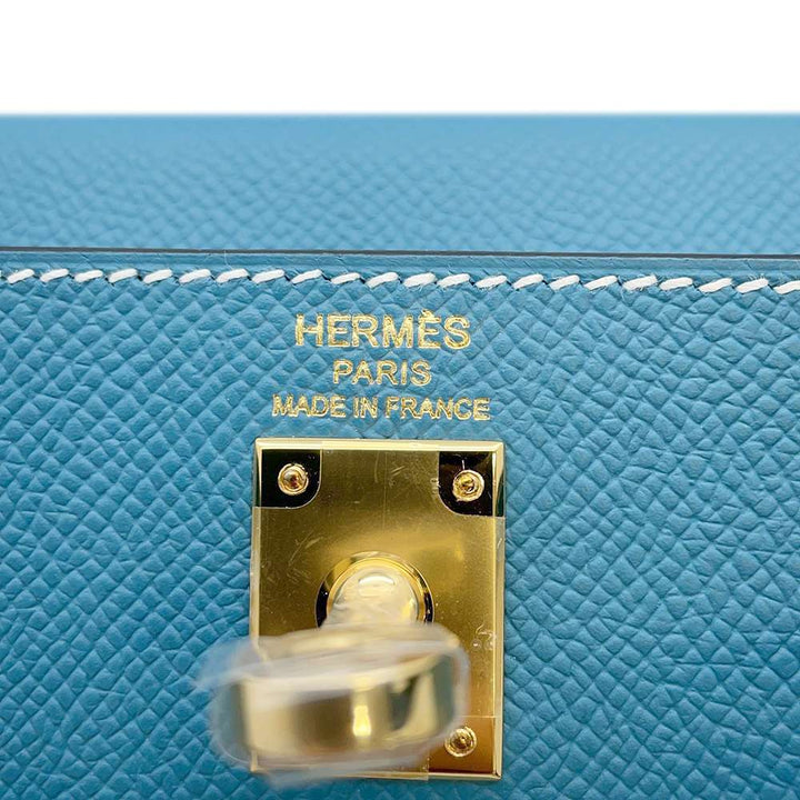HERMES Kelly Sellier New Blue Jean Epsom Size 25