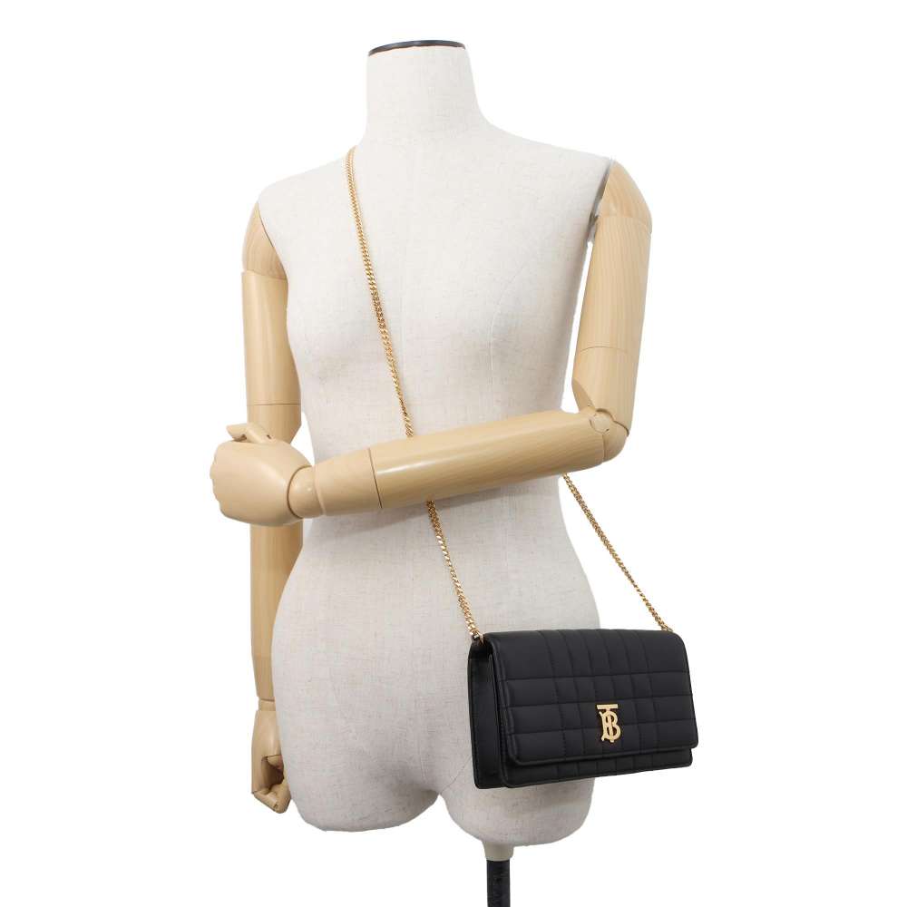 BURBERRY Roller ChainShoulder Bag Black 8066176 Leather