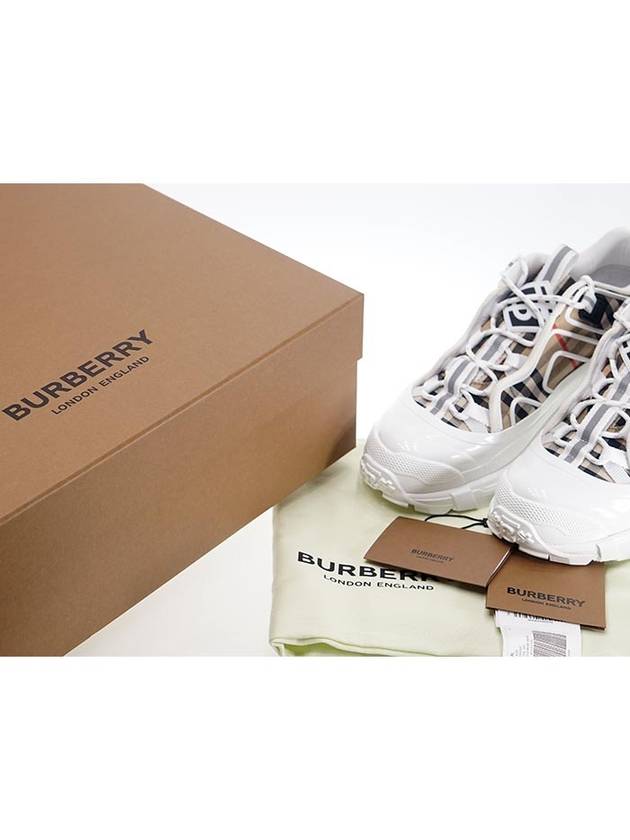 Top Quality Burberry Men's Vintage Check Cotton Leather Arthur Low Top Sneakers Beige