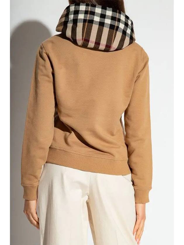 Burberry Check Cotton Oversized Hoodie Camel