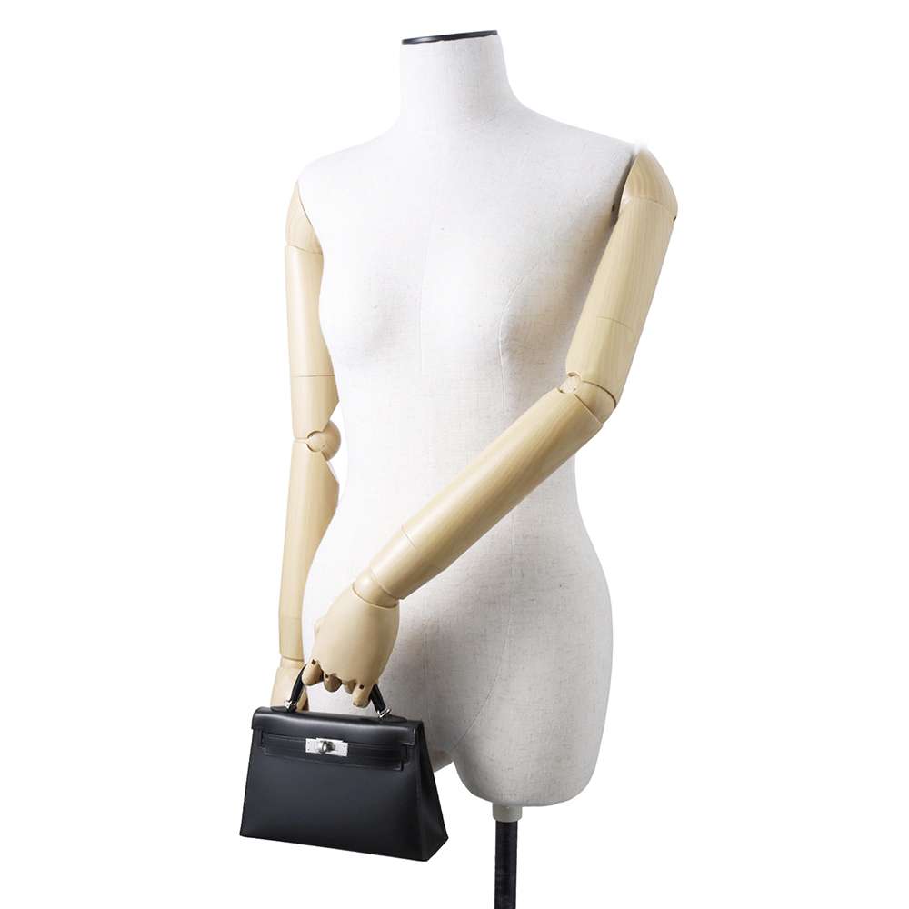HERMES Mini kelly do Black Box Calf Leather