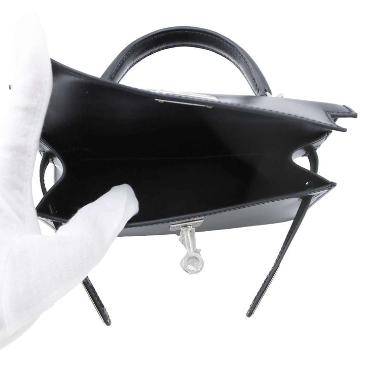 HERMES Mini kelly do Black Box Calf Leather