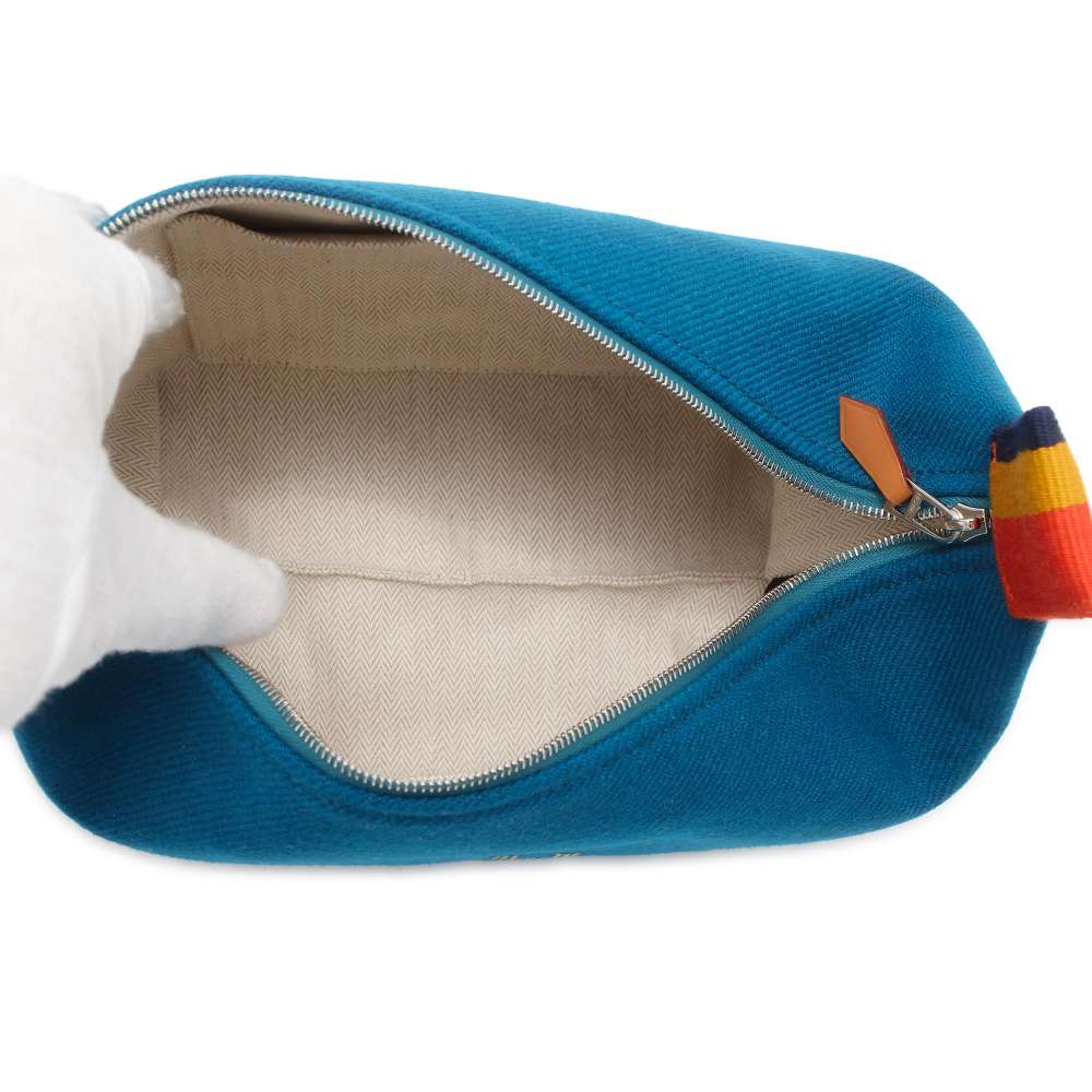 Hermes Bridua Black Rocabar Blue・Bread Canvas Size PM