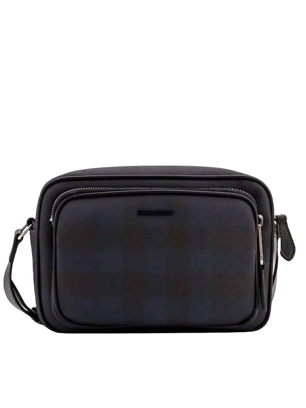 Burberry Logo Plaque Paddy Check Pattern Messenger Bag Navy