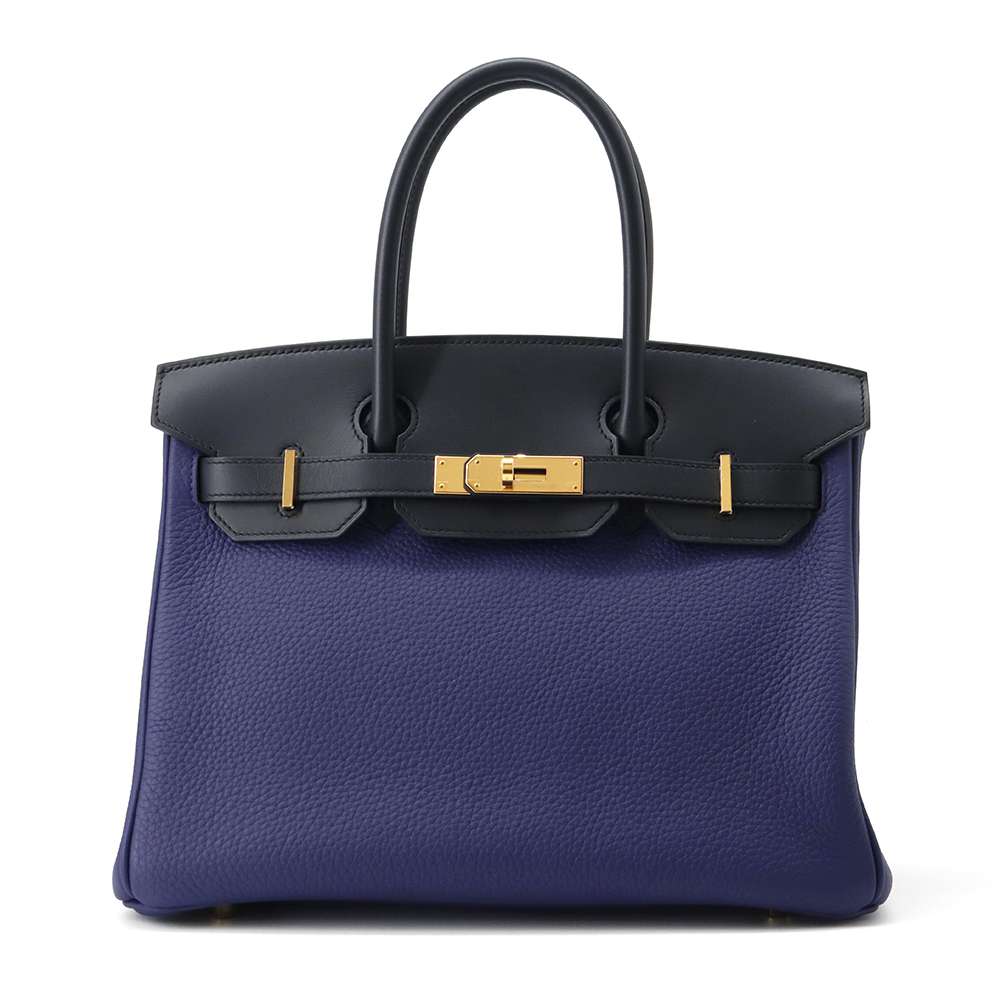 Hermes Birkin Touch Blue Encre/Blue Obscure/Blue Zelage Togo Leather Sombrero Leather Size 30
