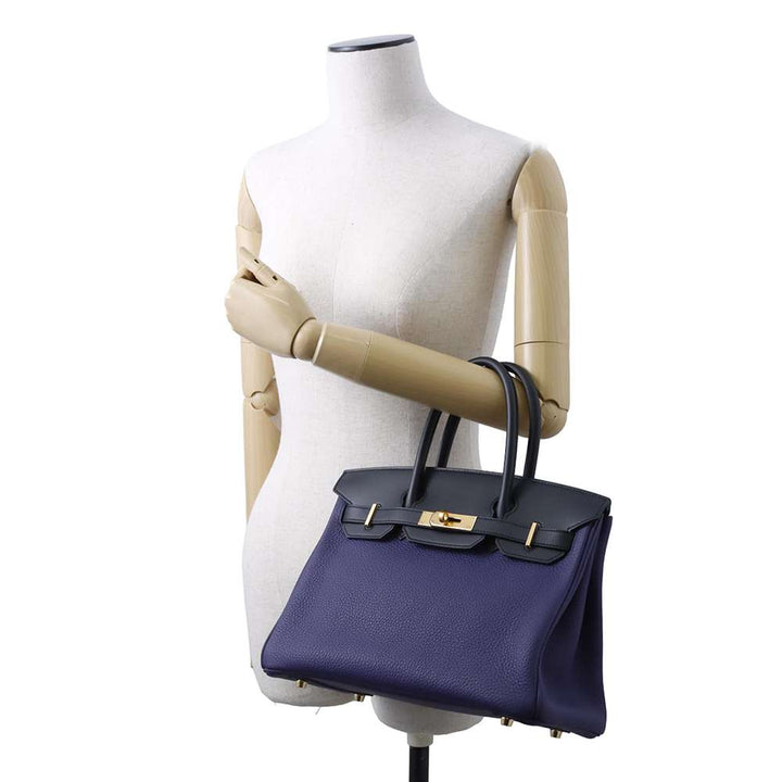 Hermes Birkin Touch Blue Encre/Blue Obscure/Blue Zelage Togo Leather Sombrero Leather Size 30