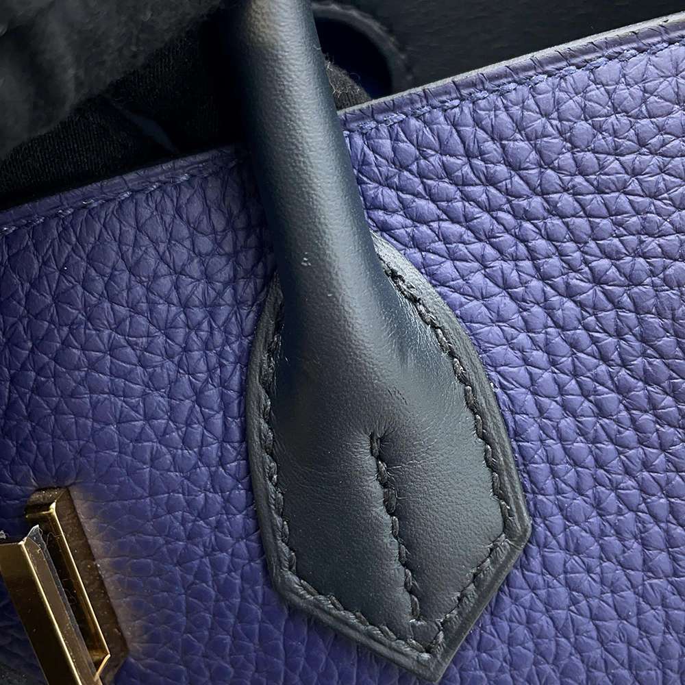 Hermes Birkin Touch Blue Encre/Blue Obscure/Blue Zelage Togo Leather Sombrero Leather Size 30