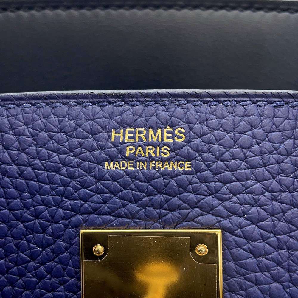 Hermes Birkin Touch Blue Encre/Blue Obscure/Blue Zelage Togo Leather Sombrero Leather Size 30