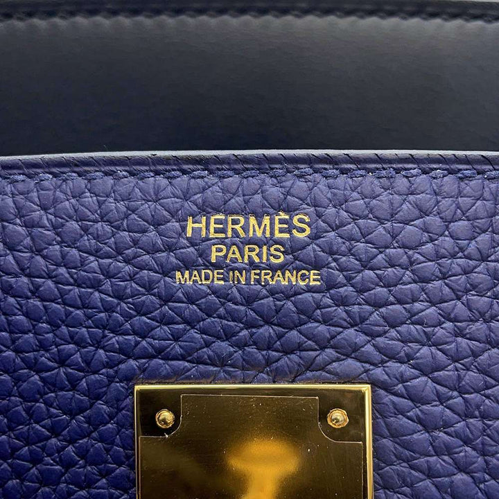 Hermes Birkin Touch Blue Encre/Blue Obscure/Blue Zelage Togo Leather Sombrero Leather Size 30
