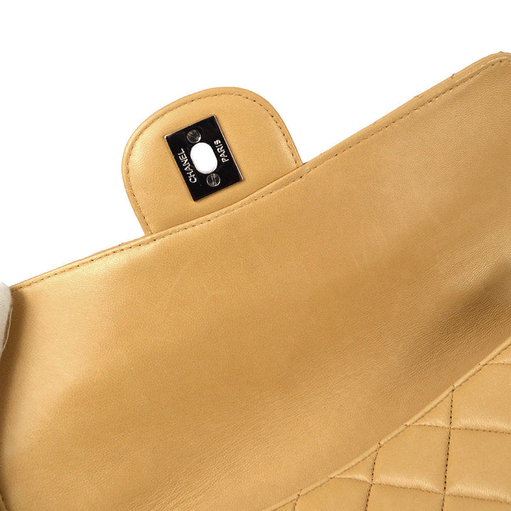 Top Quality Chanel Beige Lambskin Double Sided Classic Flap Shoulder Bag