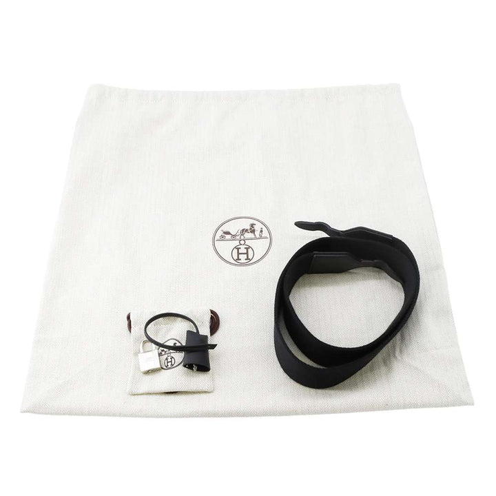 HERMES Victoria Ⅲ  Fool Toe Black/Ecru Toile Cadrille Swift Leather Size Mini