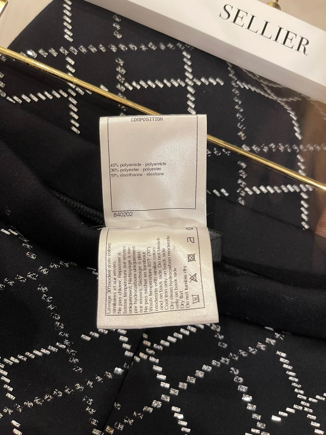 Top Quality Chanel Black Leggings with Silver Quilted Details Size FR 34 (UK 6)