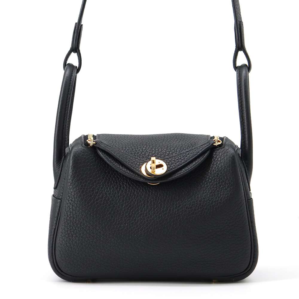 HERMES Lindy Black Taurillon Clemence Size Mini